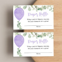 Purple lavender balloon baby shower diaper raffle