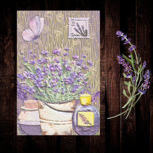 Purple Lavender Blooms Apothecary Vintage Ephemera Tissue Paper