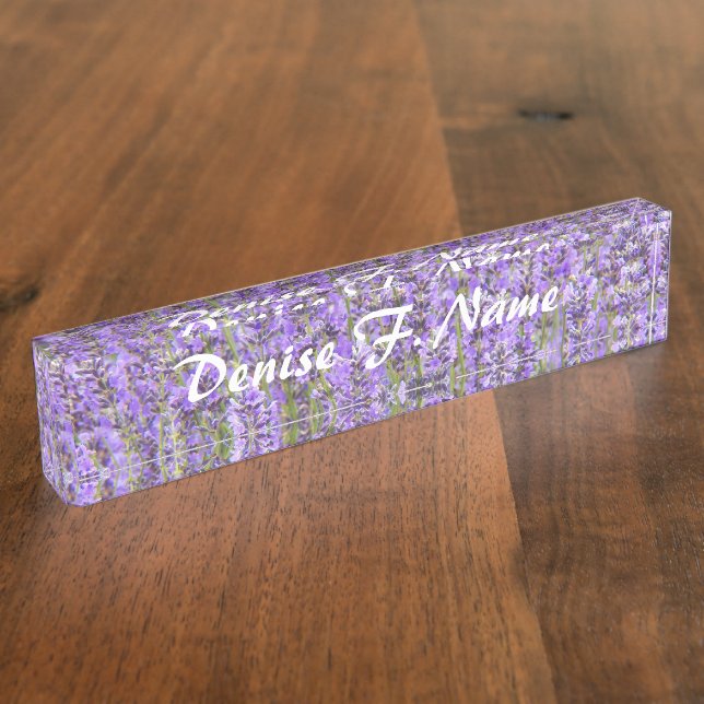 Purple Lavender Blooms Personalised Floral Nameplate (Side)