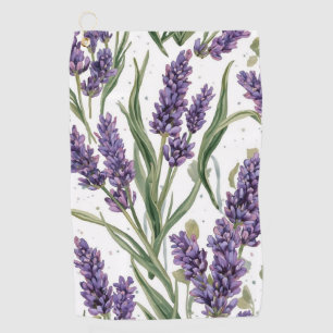Purple Lavender Blooms Watercolor Botanical Golf Towel