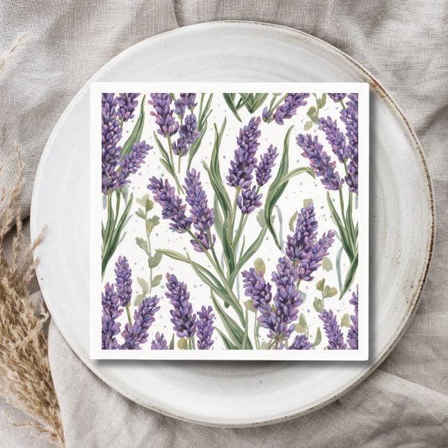 Purple Lavender Blooms Watercolor Botanical Napkin (Creator Uploaded)