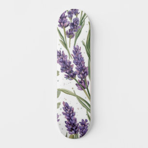 Purple Lavender Blooms Watercolor Botanical Skateboard