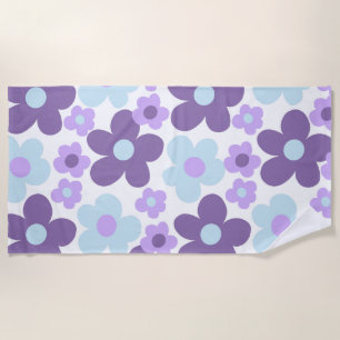 Purple Lavender Blue Daisies Retro Dream #1 #retro Beach Towel