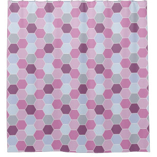 Purple Lavender Blue Honeycomb Pattern Shower Curtain