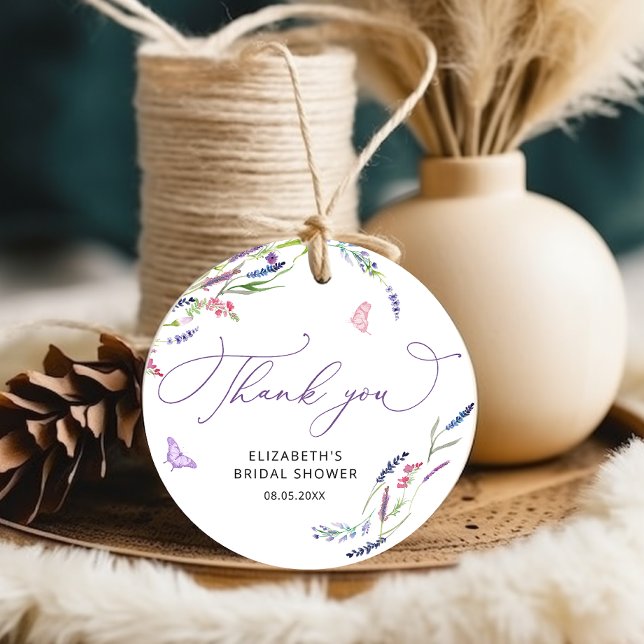Purple Lavender Bridal Shower Thank You Favour Tag (Creator Uploaded)