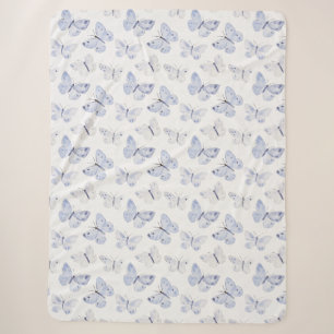 Purple Lavender Butterflies Floral Sherpa Blanket