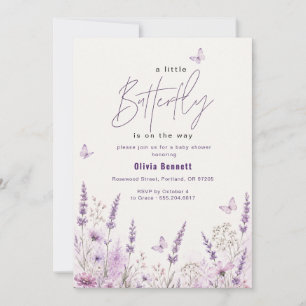 Purple Lavender Butterfly Baby Shower Invitation