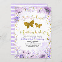 Purple Lavender Butterfly Kisses and Birthday 