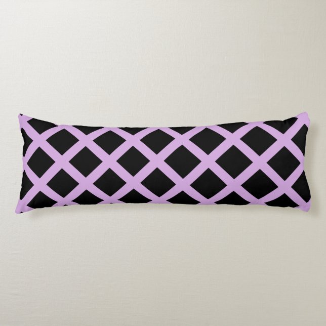 Purple Lavender Chequered Diamond Stripes Pattern Body Cushion (Front)