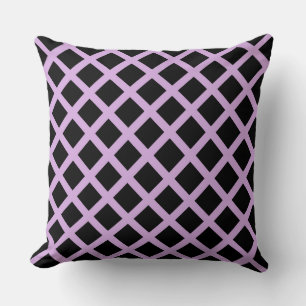Purple Lavender Chequered Diamond Stripes Pattern Cushion