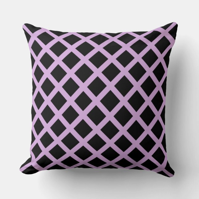 Purple Lavender Chequered Diamond Stripes Pattern Cushion (Front)