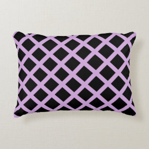 Purple Lavender Chequered Diamond Stripes Pattern Decorative Cushion
