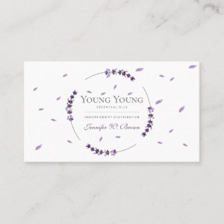Purple Lavender Circle Frame Essential Oils Business Card