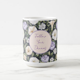 Purple Lavender Cream Petunia Flowers   Coffee Mug
