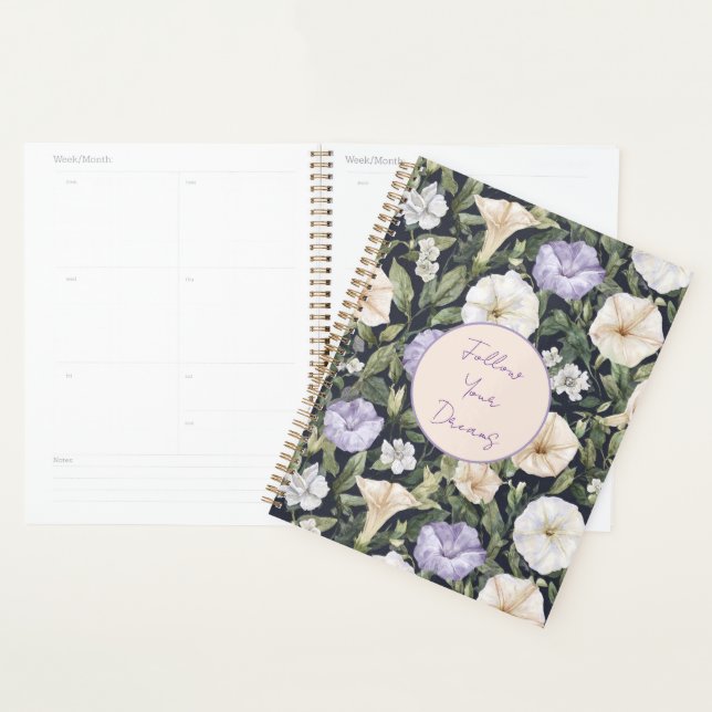 Purple Lavender Cream Petunia Flowers   Planner (Display)