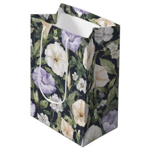 Purple Lavender Cream Pink Flowers Birthday Medium Gift Bag
