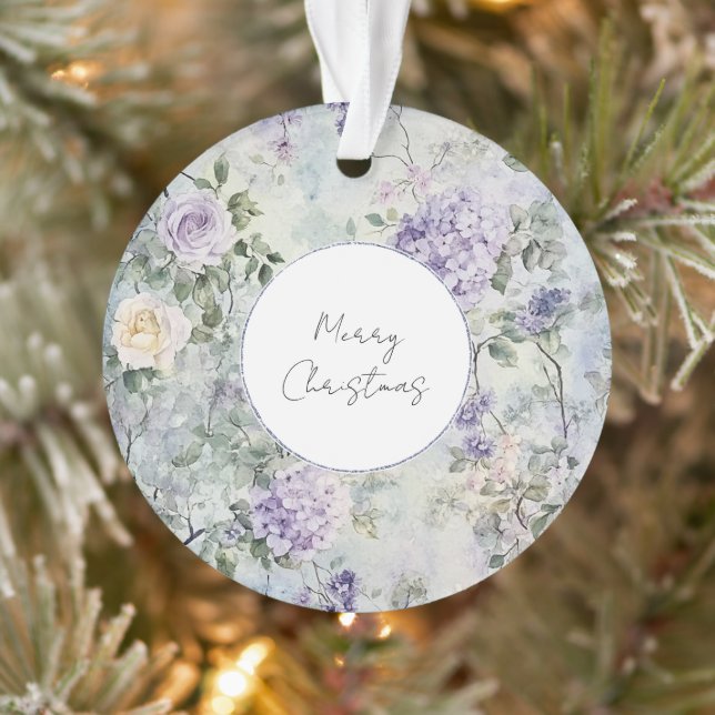 Purple Lavender Cream Rose Floral Bridal Shower Ornament (Tree)