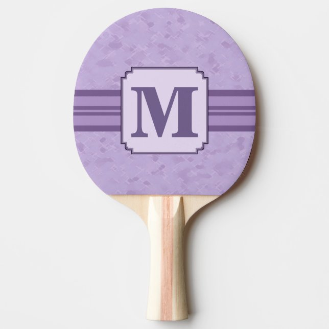 Purple Lavender Custom Striped Monogram Ping Pong Paddle (Front)