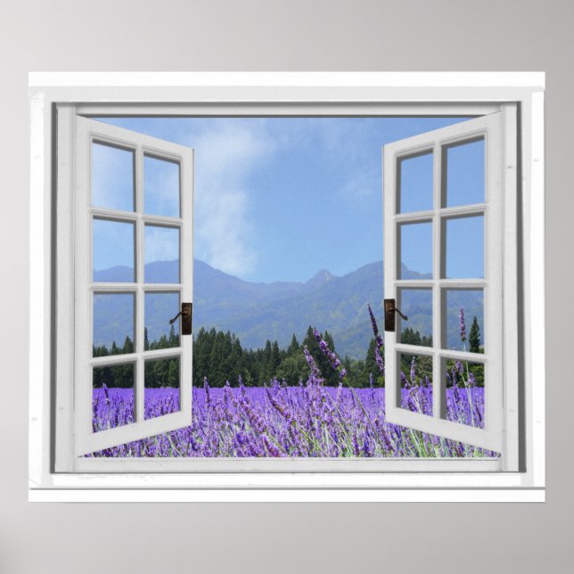 Purple Lavender Field Garden View  Poster (Front)