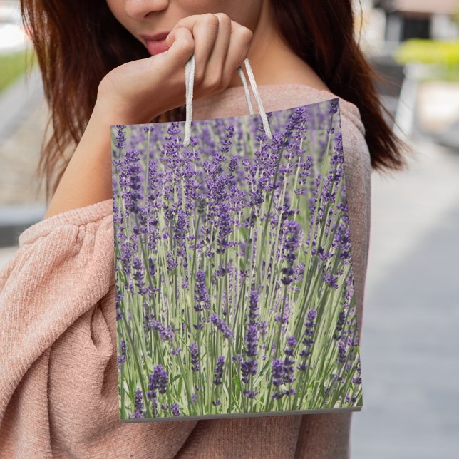 Purple Lavender Fields Floral Medium Gift Bag (In Situ)