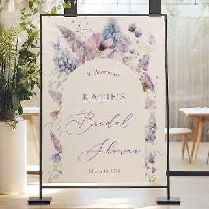 Purple + Lavender Flora Bridal Shower Welcome Sign