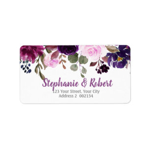 Purple Lavender Floral Boho Address label