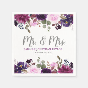 Purple Lavender Floral Boho Wedding Paper Napkin