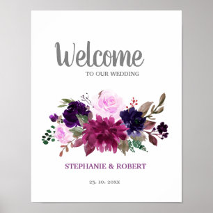 Purple Lavender Floral Boho Wedding Welcome Poster