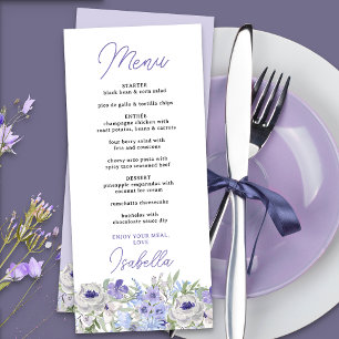 Purple Lavender Floral Border Dinner Menu