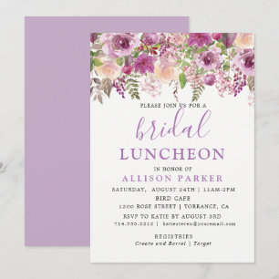 Purple Lavender Floral Bridal Luncheon Invitation