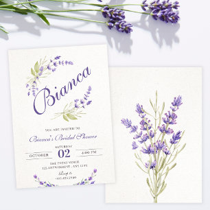 Purple Lavender floral bridal shower Invitation