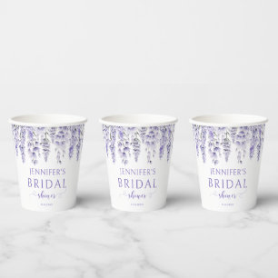 Purple lavender floral bridal shower paper cups