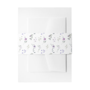 Purple Lavender Floral Chic Wedding Invitation Belly Band