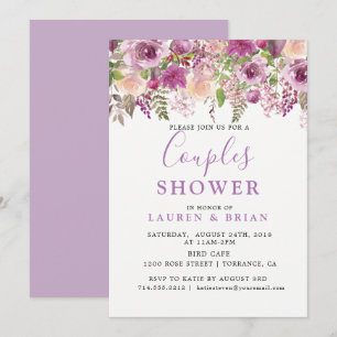 Purple Lavender Floral Co-ed Couples Shower Invitation