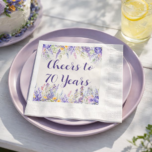Purple Lavender Floral Garden Party 70th Birthday Napkin
