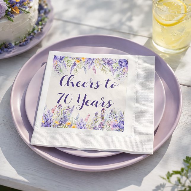 Purple Lavender Floral Garden Party 70th Birthday Napkin (Celebrate any age in style)