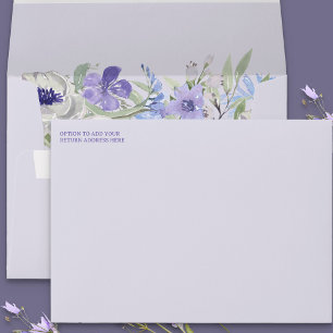 Purple Lavender Floral Invitation Envelope