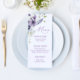 Purple + Lavender Floral Menu Card