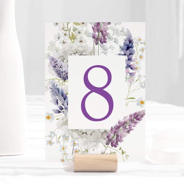 Purple + Lavender Floral Table Number Card (Creator Uploaded)