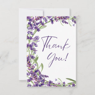 Purple Lavender Floral Thank You Baby Shower Card
