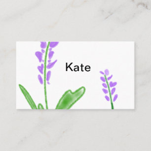 Purple lavender floral watercolor add name text cu business card