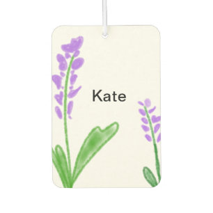 Purple lavender floral watercolor add name text cu car air freshener