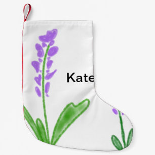Purple lavender floral watercolor add name text cu small christmas stocking