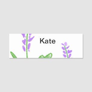 Purple lavender floral watercolor add name text cu tag