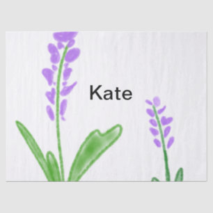 Purple lavender floral watercolor add name text cu tissue paper