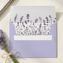 Purple Lavender Floral Wedding Envelope