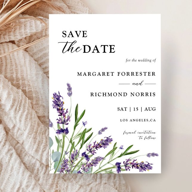 Purple Lavender Floral Wedding Save The Date Invitation (Creator Uploaded)