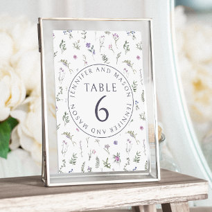 Purple lavender floral wedding table numbers