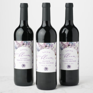 Purple + Lavender Floral Wine Bottle Label