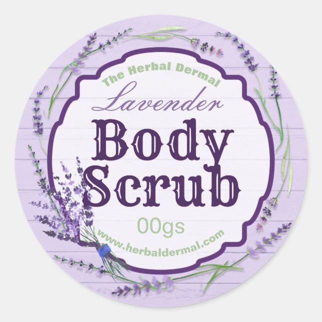 Purple Lavender Flower Body Scrub Labels (Front)